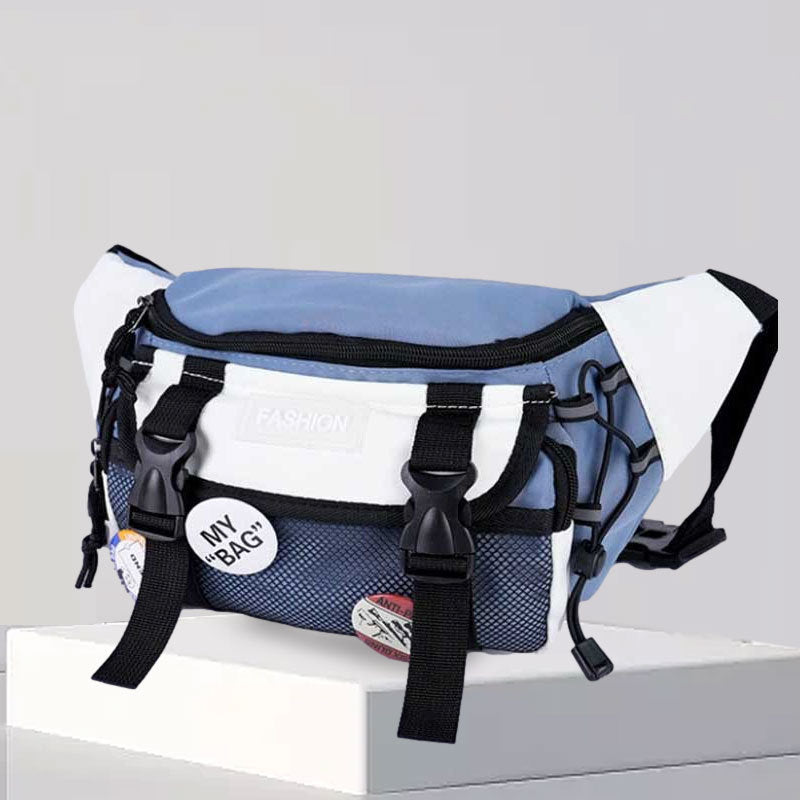 Men's Cartoon Medal Crossbody Bag - Streetwear Oxford Cloth Messenger Bag with Adjustable Strap