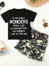 Meadow Days Letter Graphic T-Shirt and Camouflage Shorts Set — product view 13