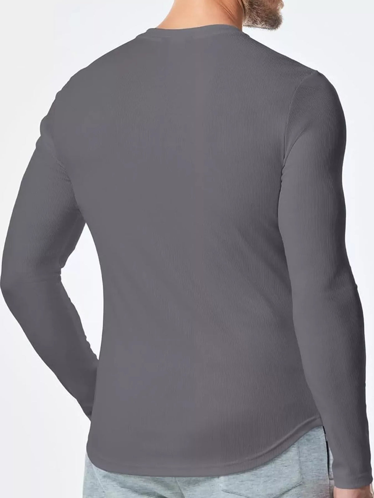 Men's Ribbed Slim-Fit Long-Sleeve Henley — photo 13