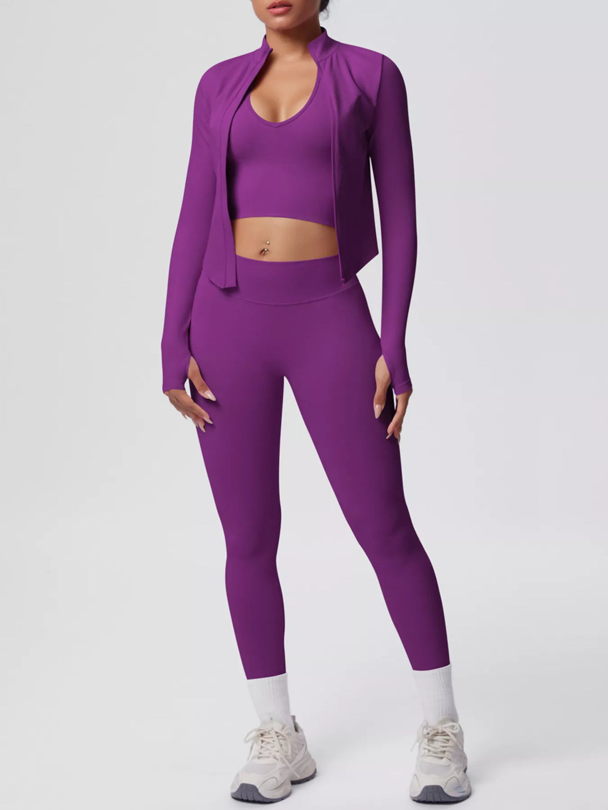 Tank, Zip Jacket & Leggings 3-Piece Active Set