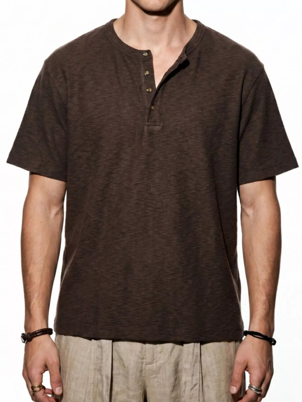 Men’s Short-Sleeve Cotton-Blend Henley