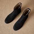 Women's Fleece-Lined Suede Ankle Boots - Warm Winter Low Heel Round Toe Boots