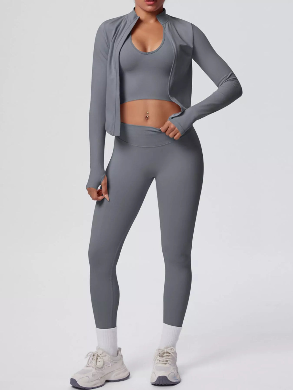 Tank, Zip Jacket & Leggings 3-Piece Active Set