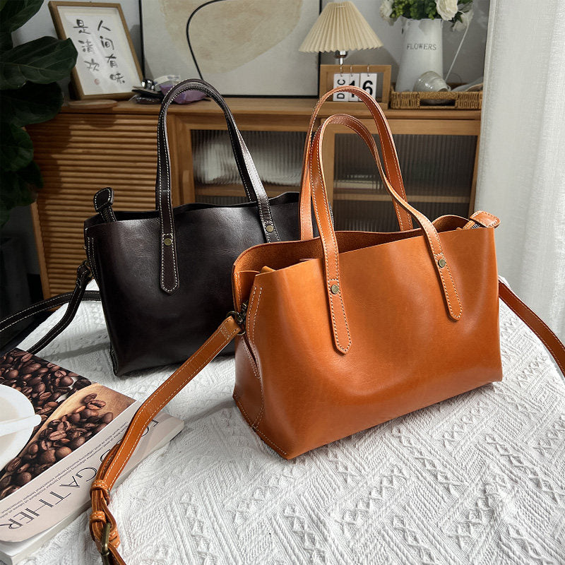 Women's Vintage Soft PU Leather Shoulder Bag | Everyday Commuter Handbag | Coffee & Brown