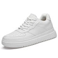 Korean-Style Low-Top Sneakers – Men's & Women's Casual White Shoes | Thick Sole Lace-Up
