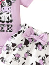 Clover Club Ruffled Cow Bodysuit and Shorts Set with Headband — product view 8
