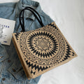 Women's Ethnic Style Tote Bag - Cotton Canvas Shoulder Bag for College & Everyday Use