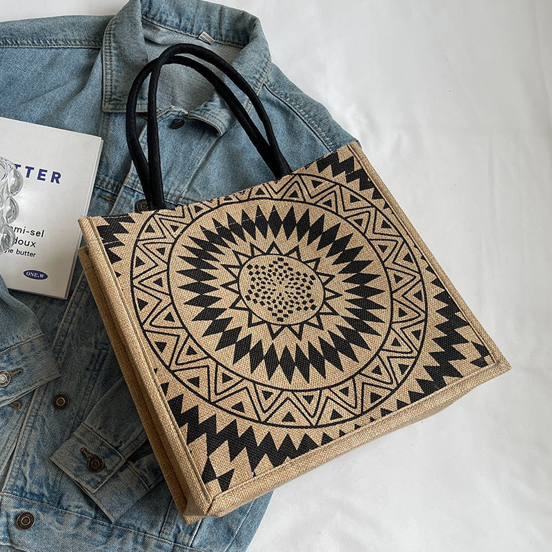 Women's Ethnic Style Tote Bag - Cotton Canvas Shoulder Bag for College & Everyday Use