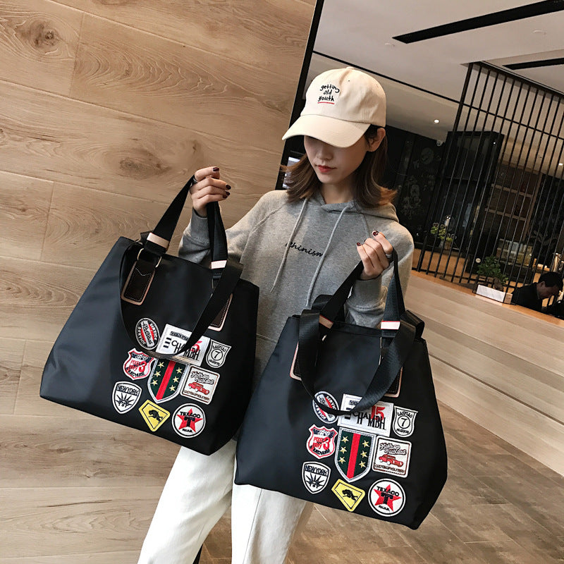 Hiphop Nylon Shoulder Tote Bag – Lightweight Waterproof Travel Bag for Men & Women