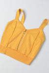 Zip-front cutout sleeveless ribbed-knit crop top