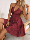 Smocked halter-neck tiered dress — alternate product view 12