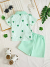 Poppy Lane Lucky Clover Print Striped Shirt & Shorts Set — product view 2