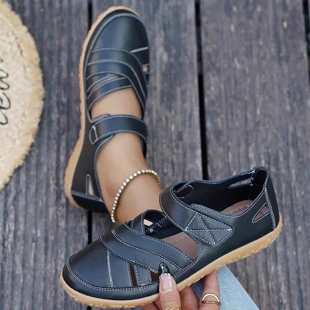 Women's Velcro Slip-On Sneakers | Casual Flat Walking Shoes | Comfortable Everyday Footwear