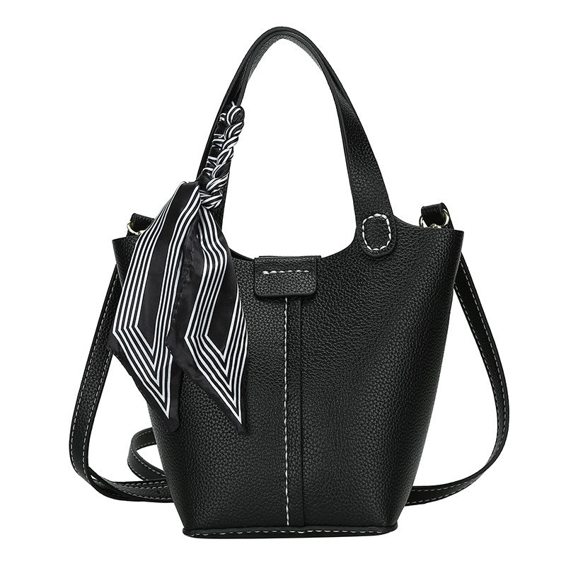 Western Style Bucket Bag with Silk Scarf
