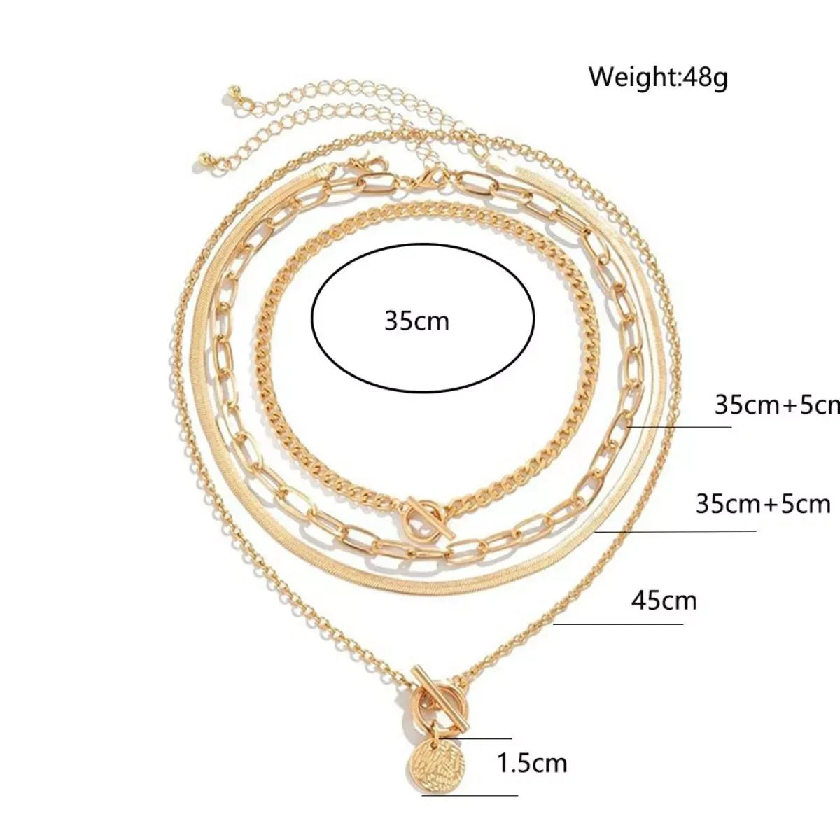 4-Piece Layered Gold-Tone Coin Necklace Set — photo 5