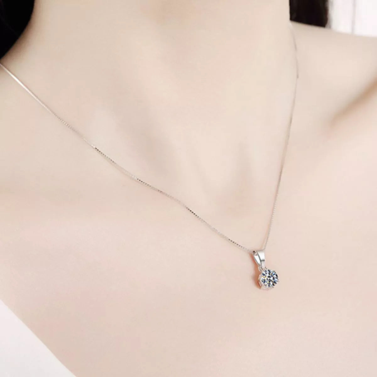 5 Carat Moissanite 925 Sterling Silver Pendant Necklace
