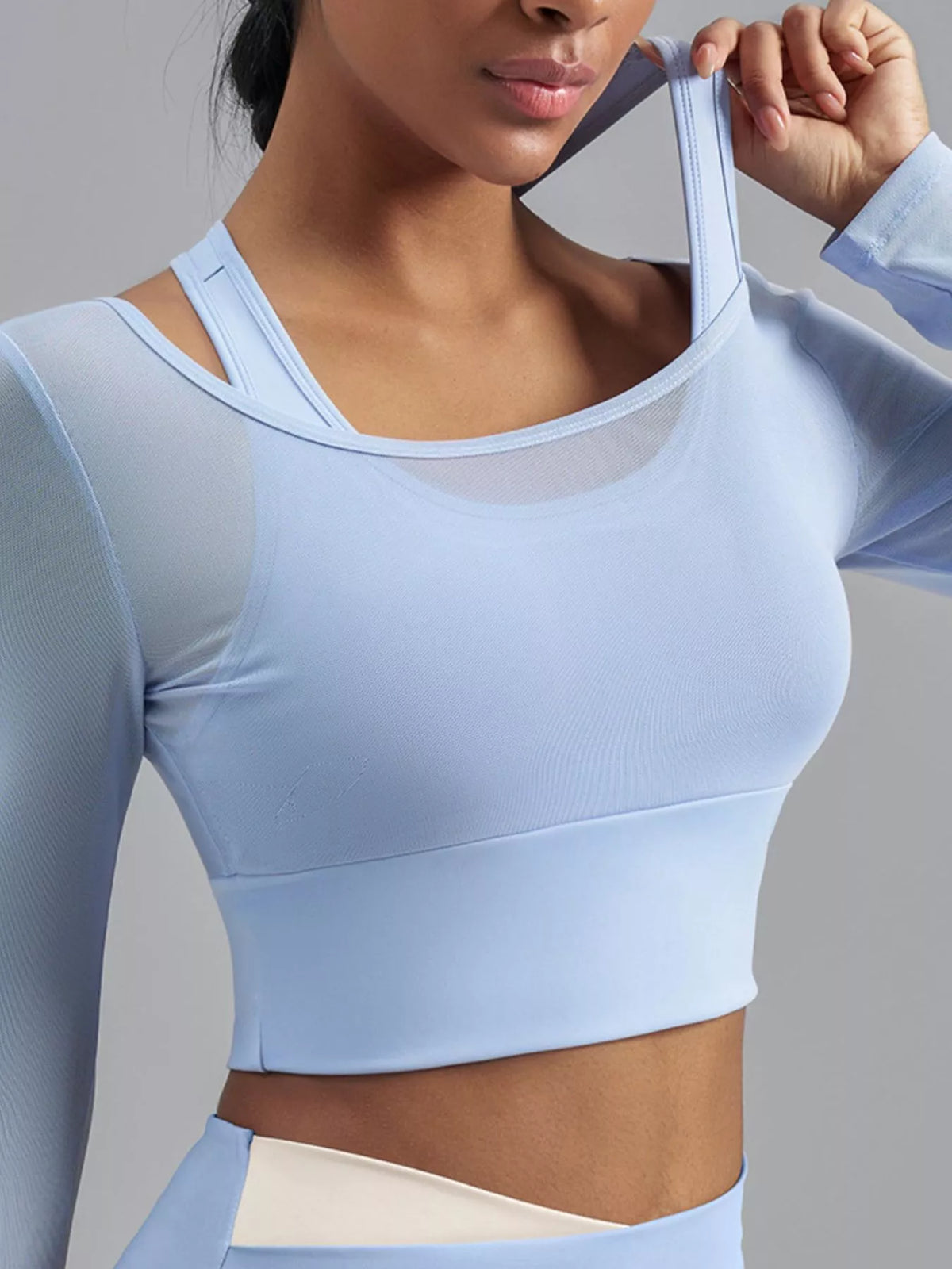 Long-Sleeve Active Top with Built-In Bra
