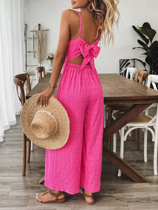 Another view: Bow Back Sleeveless Wide Leg Jumpsuit