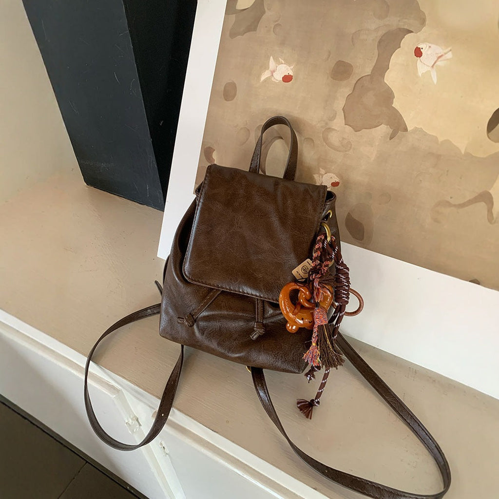 Vintage PU Leather Textured Shoulder Bag – Soft Crossbody Handbag for Women