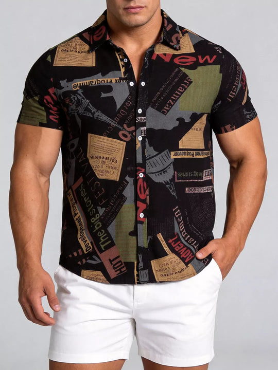 Another view: Men's Plus Size Printed Button Up Shirt