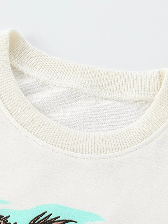 Another view: Kids’ Dinosaur Graphic Cotton Sweatshirt — White