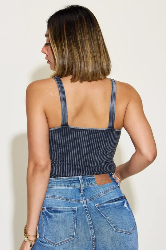 Another view: Ribbed Washed Square Neck Tank