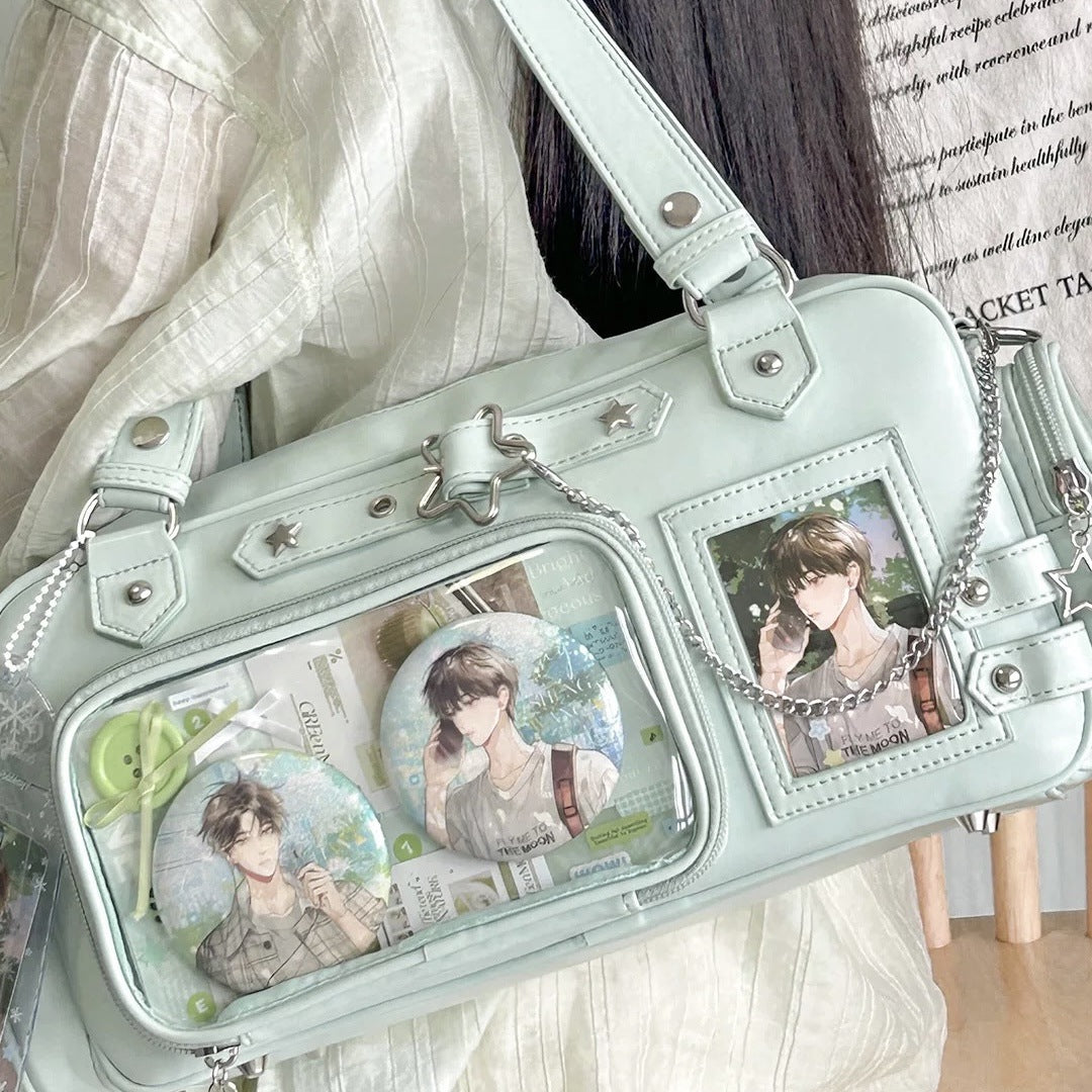 Women's PU Leather Crossbody Bag with Chain Strap & Card Holder – Streetwear Mini Shoulder Bag