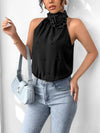 Women's black floral accent bodysuit