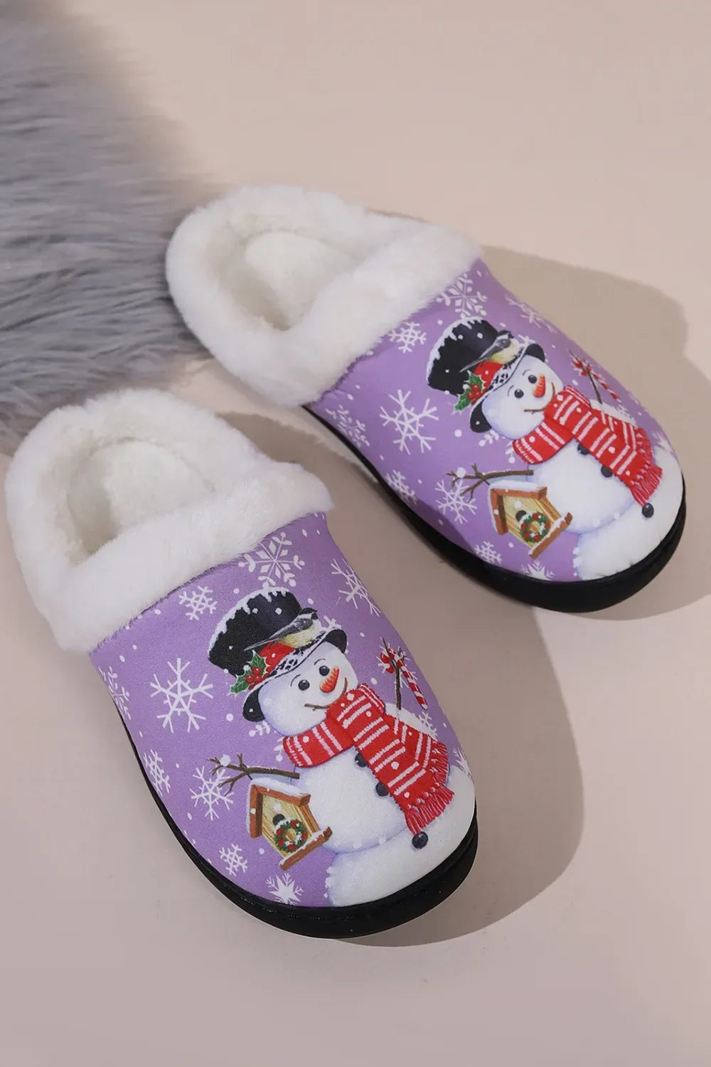 Snowman Faux Fur Round-Toe Slippers — photo 15