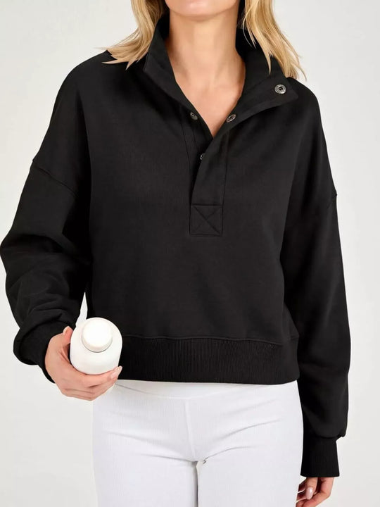 Another view: Half Snap Dropped Shoulder Sweatshirt
