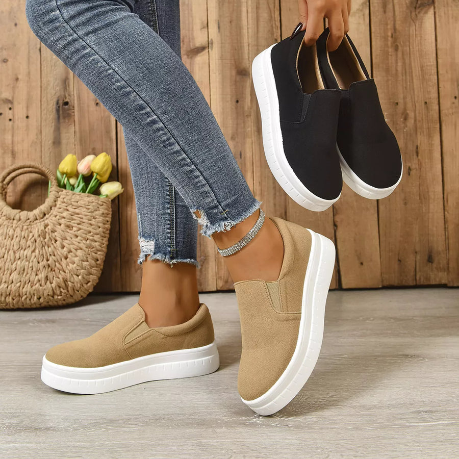Round-Toe Platform Slip-On Flats