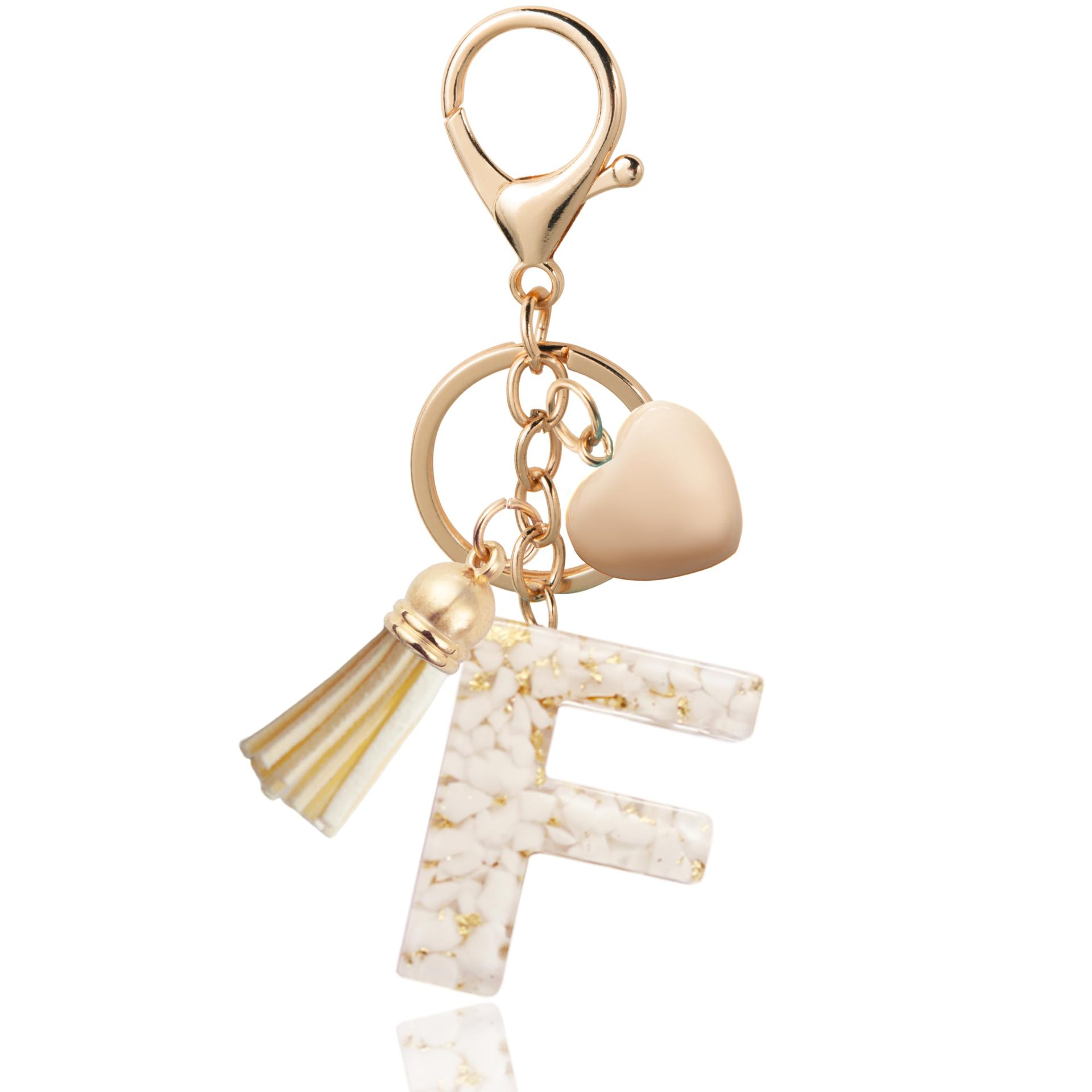Personalized Heart Shell Letter Pendant Necklace with Tassel - A-Z Initial Charm