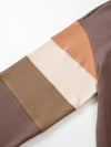 Coffee brown color-block drop-shoulder sweatshirt