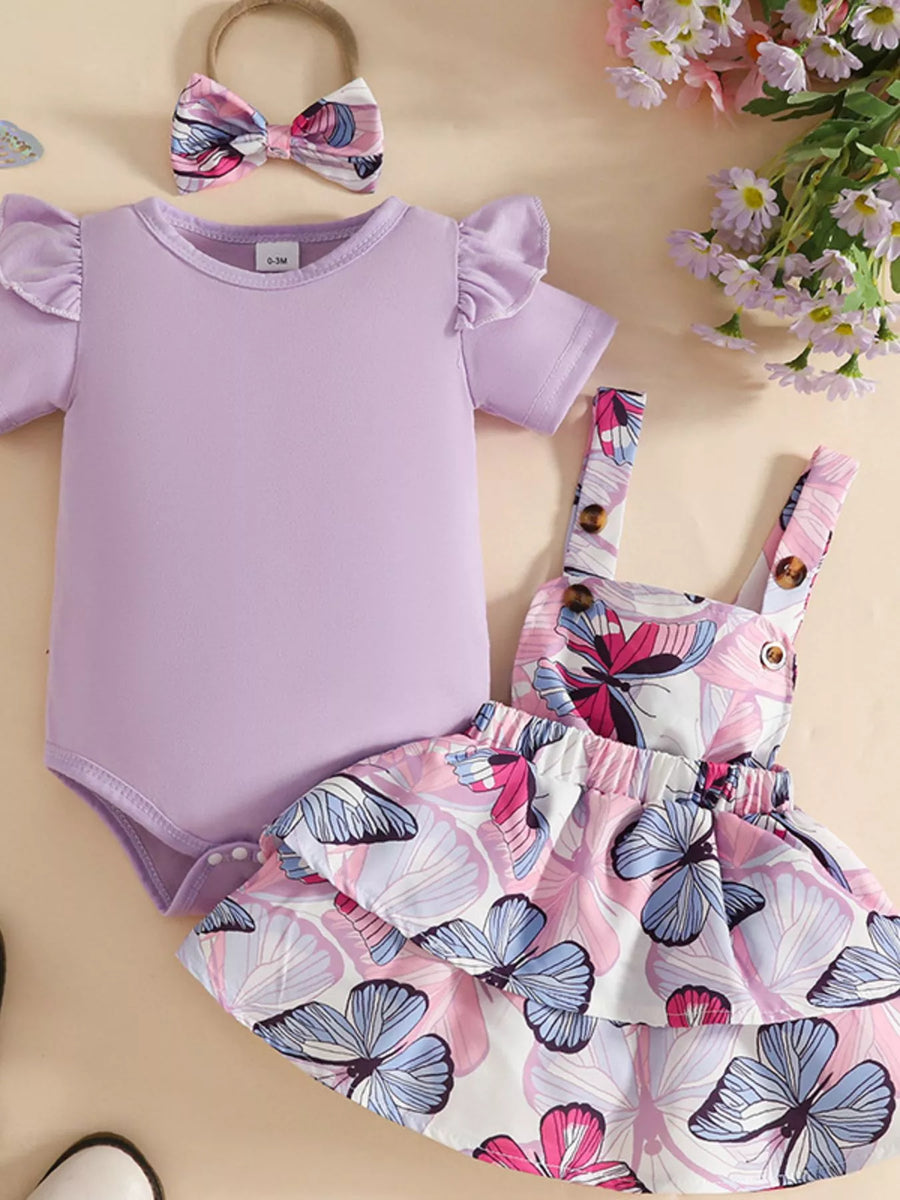 Adventure Club Ruffled Bodysuit and Dress Set with Headband