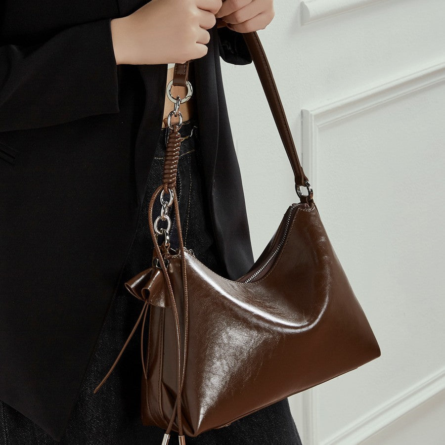 Women's Genuine Leather Crossbody Bag – Large Capacity Pillow Bag | Wine Brown, Dark Brown, Black