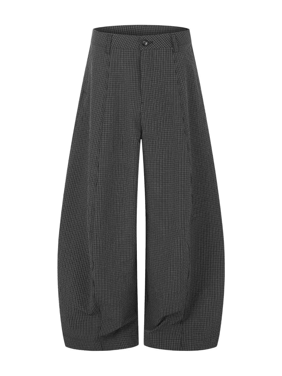 Ash Plaid Wide-Leg Trousers