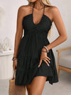 Smocked halter-neck tiered dress — alternate product view 24