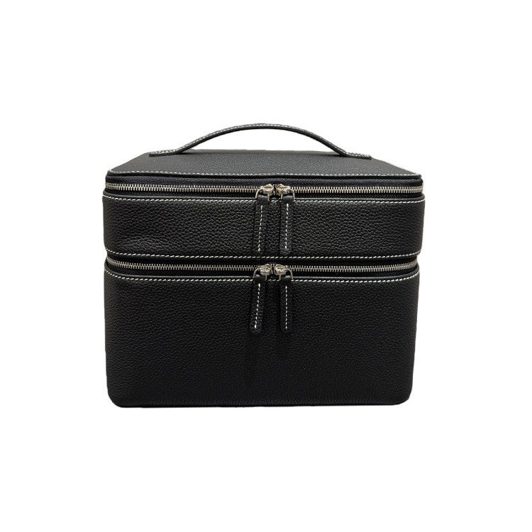 Genuine Leather Travel Jewelry Organizer Tote - Multi-Functional Makeup Storage Bag
