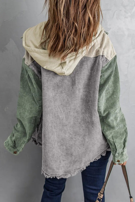 Another view: Snap Front Hooded Corduroy Shacket