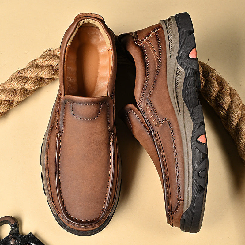 Men's Premium Leather Slip-On Casual Shoes - Lightweight Comfort Loafers