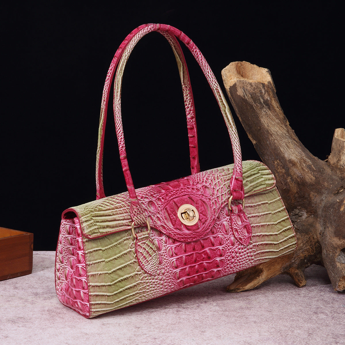 Women's Crocodile-Print Shoulder Tote Bag - Retro European Style PU Leather Handbag