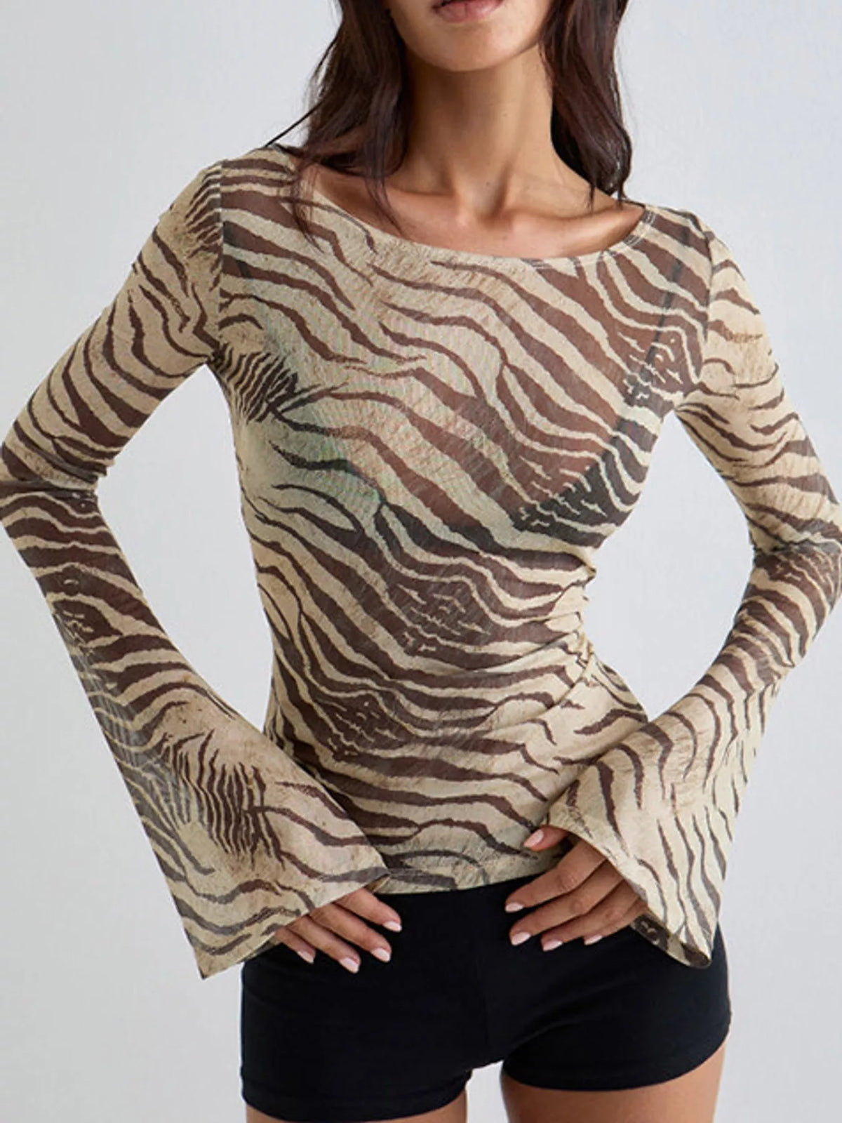 Women's Printed Slim-Fit Long-Sleeve Top — photo 3