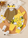 Sunny Days Striped Bodysuit & Overalls & Headband Set — product view 1