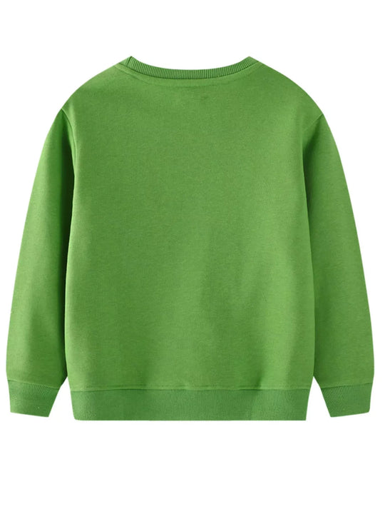 Another view: Kids’ Embroidered Dinosaur Sweatshirt — Green