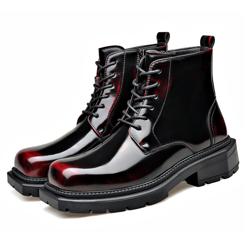 Women's Insulated Side Zipper Boots - Wedge Heel High Shaft Winter Boots with Rubber Sole