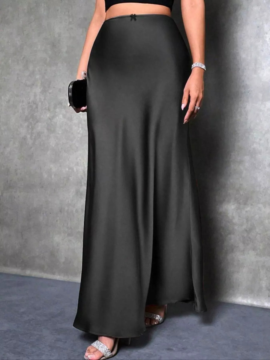 High Waist Satin Maxi Skirt