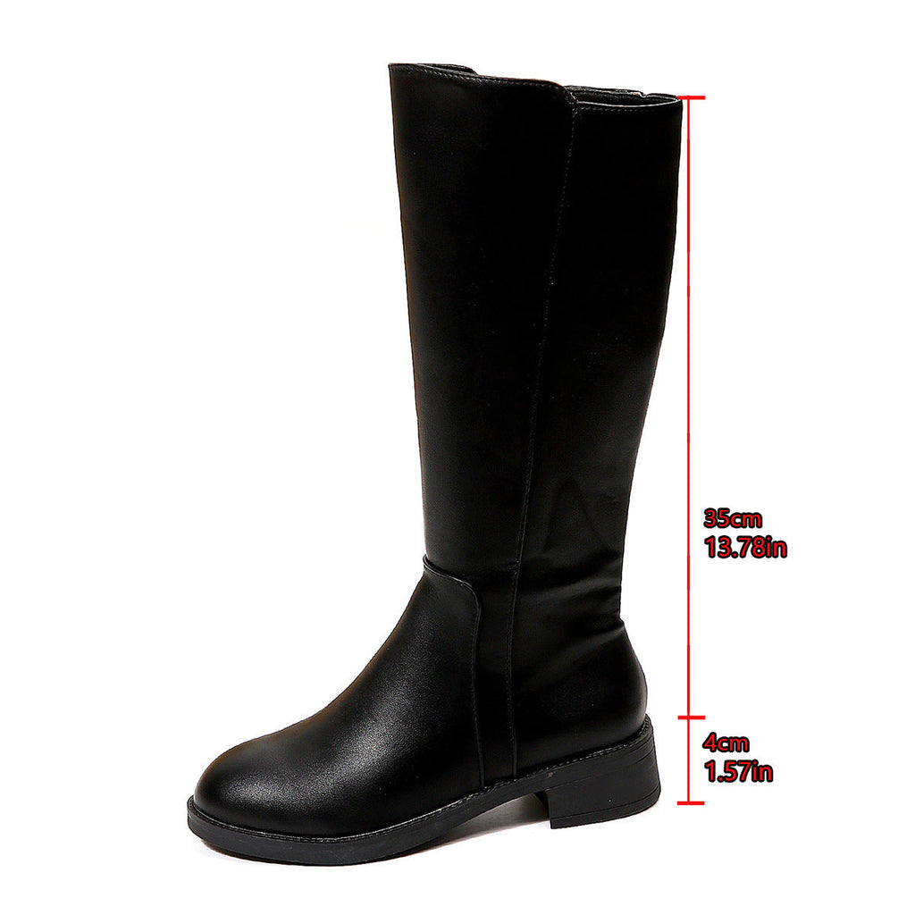 Women's Knee-High Knight Boots – Side Zip Chunky Heel Tall Boots