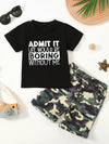Meadow Days Letter Graphic T-Shirt and Camouflage Shorts Set — product view 4