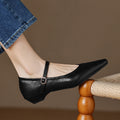 Women's Pointed Toe Low Heel Dress Shoes with Floral Detail - Elegant Buckle Closure Pumps