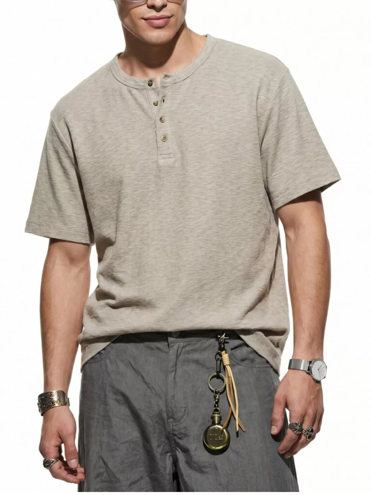 Men’s Short-Sleeve Cotton-Blend Henley